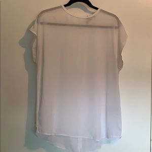 White sheer shirt sleeve blouse